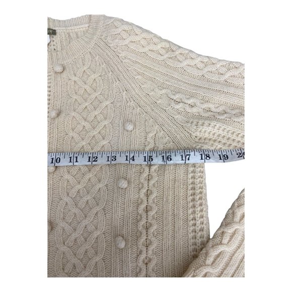 J. Crew Women's Small Lambswool Popcorn Pom Cable-knit Fisherman Sweater HTF - Picture 12 of 16